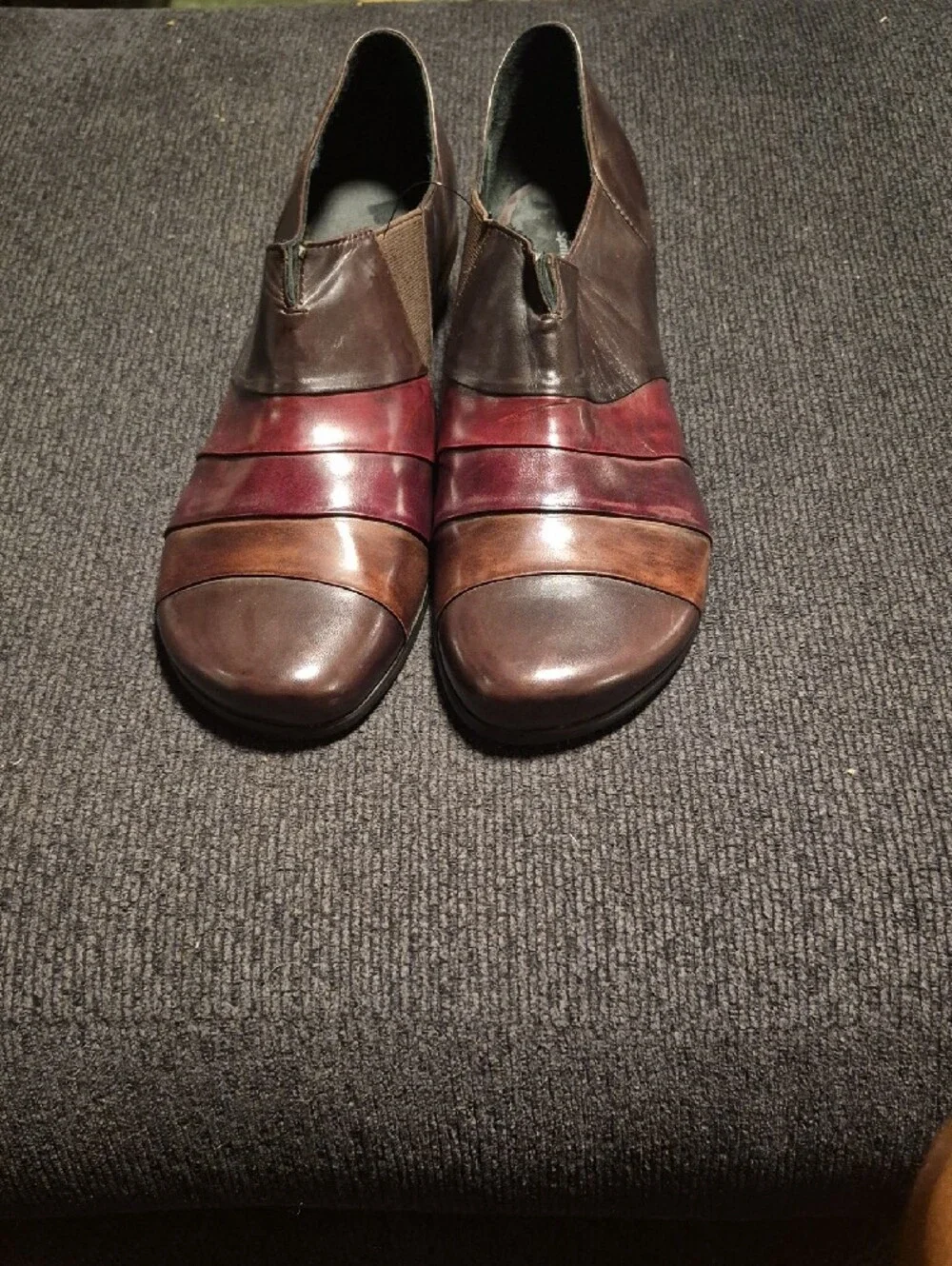 Spring Step Two-Tone Brown and Burgundy Leather Oxfords